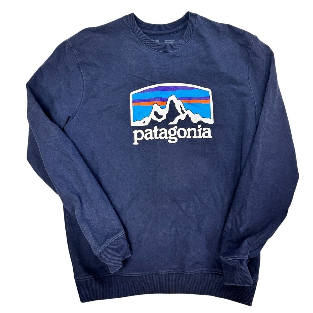 Patagonia Mens Uprisal Crew Sweatshirt Navy Blue P-6 Logo Pullover M